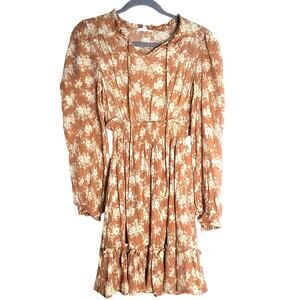 Blu Pepper Floral Mini Dress Womens Medium Boho Cottagecore Whimsy Long Sleeve